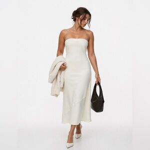 Aritzia Strapless Cream Midi Dress